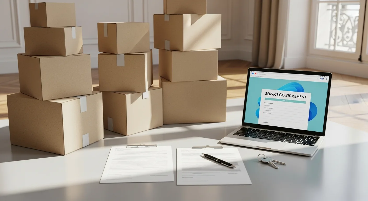Cartons et documents administratifs prêts pour un changement d'adresse